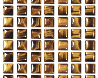 Natural Tiger Eye Square Shape Flat Back 3mm 4mm 5mm, 6mm, 7mm, 8mm 9mm 10mm 11mm 15mm Calibrated Natural Wholesale Loose Gemstone Cabochon