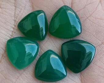 Natural Green Onyx Trillion Shape Cabochon Flat Back Calibrated Wholesale Gemstones,All Sizes Available Gemstone Jewelry Making, 5m to 20mm