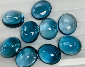 Natural London Blue Topaz Oval 3x5mm To 10x14mm Cabochon -Loose topaz AAA High Quality Gemstone, London Blue Colour Gemstone/Price per piece