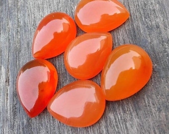 Top Grade Natural Carnelian Pear Shape Cabochon Flat Back Calibrated Teardrop Shape Wholesale Gemstones, All Sizes Semi Precious Gemstone