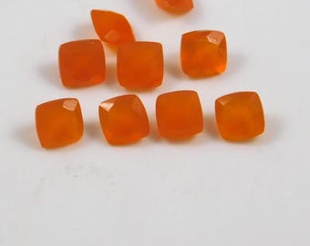 Natural Carnelian 3mm-15mm Cushion Faceted Cut Loose Gemstone, Carnelian Faceted, 3mm 4mm 5mm 6mm 7mm 8mm 9mm 10mm 11mm 12mm 13mm 14mm 15mm