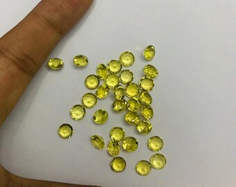 Natural Lemon Quartz Round Shape Brilliant Cut,Quartz Loose Gemstone For Jewelry Making,Yellow Color Lemon Quartz Cut Calibrated Size 3m-15m