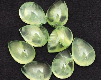 3x5mm to 12x16mm AAA Quality Natural Prehnite Pear Cabochon Flat Back Prehnite Cabs,Pear shape Prehnite, Loose Gemstone, Wholesale Lot Price