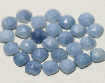 Natural Blue Opal Cushion Shape Flat Back Gemstone 5mm, 6mm, 7mm, 8mm 9mm 10mm 11mm 15mm Opal Calibrated Wholesale Loose Rose Cut Gemstone