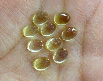Natural Lemon Quartz 5x7mm-12x16mm Oval Rose Cut Loose Gemstone 5x7mm 6x8mm, 7x9mm, 8x10mm, 9x11mm, 10x12mm, 10x14mm, 12x16mm, Jewelry Use