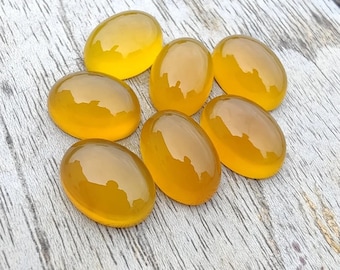 Natural Yellow Chalcedony Oval shape Gemstone, Cabochon for making beautiful jewelry, Chalcedony Handmade Loose Gemstone, Quality gemstone