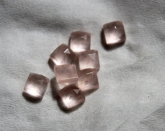 Natural Rose Quartz Square Shape Rose Cut, Quartz Loose Gemstone For Jewelry Making, Pink Color Rose Quartz Cut Calibrated Size 5mm-15mm