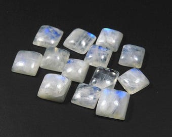 11mm Rainbow Moonstone Cabochon Square Gemstone, Rainbow Moonstone Square Cabochon Loose Gemstone, Rainbow Moonstone cabochon Gemstone,