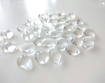 Natural Crystal Quartz Cabochon Gemstone Pear Shape Size 3x5mm - 12x16mm Crystal Gemstone, High Quality Natural Crystal Quartz Pear Gemstone