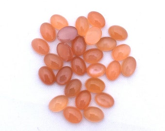 Natural Peach Moonstone, Peach Moonstone Oval Cabochon, Moonstone Back Flat Gemstones, Sizes 3x5MM To 12x16MM Gemstone, lot for jewellery