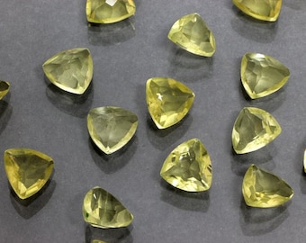 Natural Lemon Quartz Trillion Shape Brilliant Cut,Quartz Loose Gemstone For Jewelry Making,Yellow Color Lemon Quartz Cut Calibrated 3mm-15mm