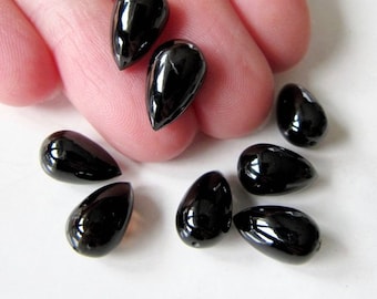 Natural Black Spinel Pear Cabochon Calibrated Size Loose Gemstone 3x5,4x6,5x7,6x9,7x10,8x12,9x13,10x14,12x16MM Calibrated Size ringsGemstone