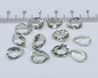 Natural Green Amethyst Faceted Cut Pear Shape 3x5mm -12x16mm Smooth Amethyst Gemstone for Jewelry Making,Pear Calibrated Size Loose Gemstone