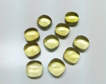 Natural Lemon Quartz Cushion Shape Cabochon, Quartz Loose Gemstone For Jewelry Making, Yellow Color Lemon Quartz Cab Calibrated Size 3m-15mm