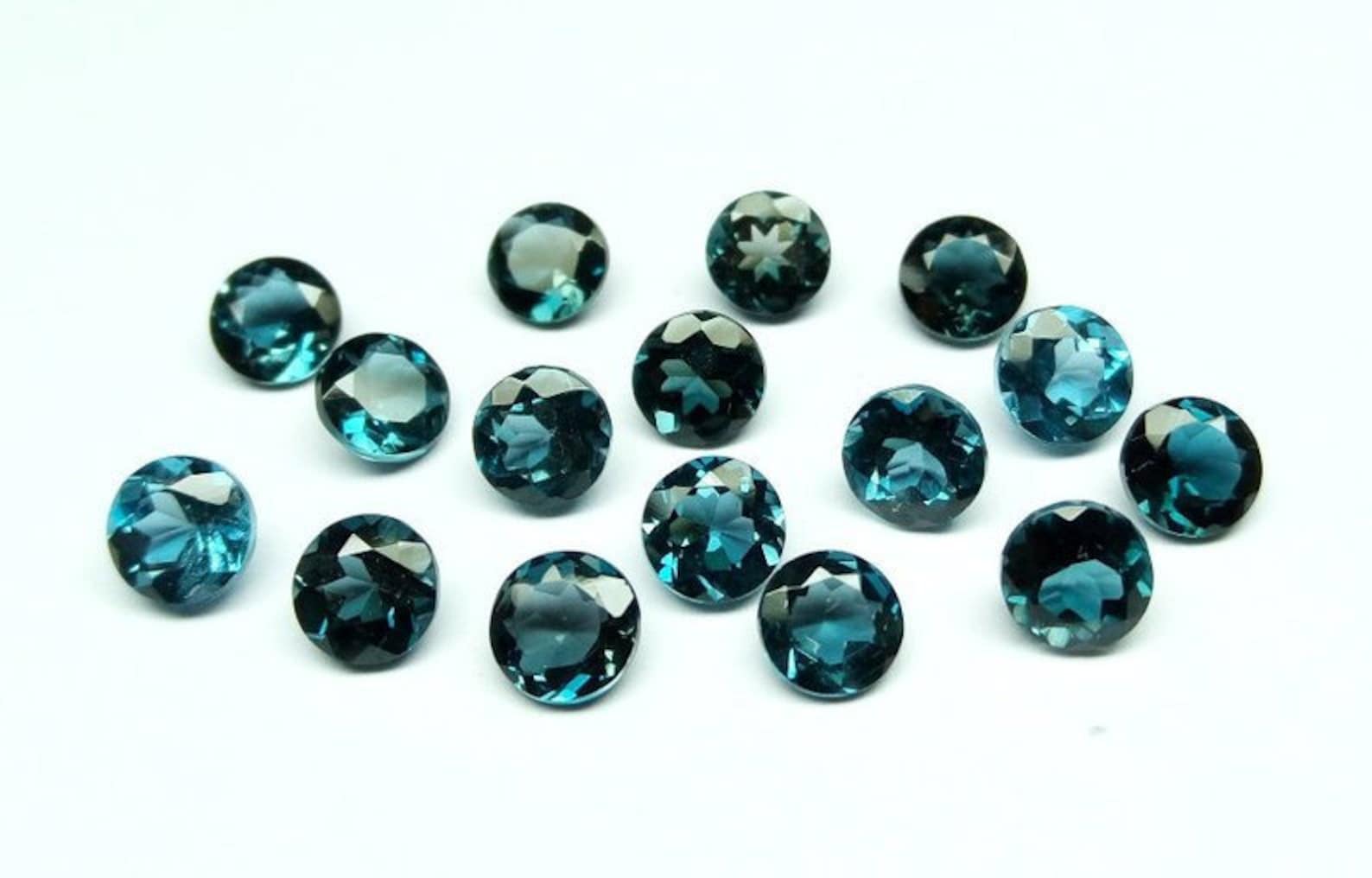 Topacio azul de Londres AAA+ de 3 mm a 10 mm, suelto, redondo, corte ...