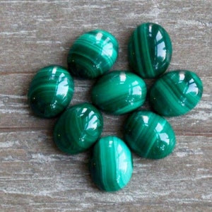 Oval Malachite Cabochon: Handmade Green Gemstone