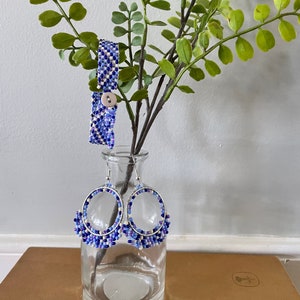 Shades of Purple Seed Bead Friendship Bracelet and Earrings