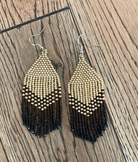 Buy Brown Gradient Earrings Neutral Tones Seed Bead Earrings