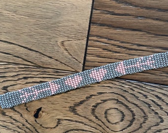 Bracelet de l'amitié Bracelet coeur et flèche gris et rose avec perles de rocaille