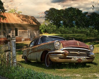 1950's Buick and Abandoned Barn - Digital Download Photograph