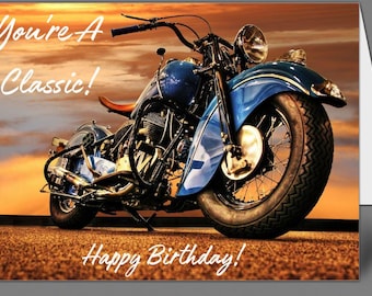 Vintage 1947 Indian Chief Motorcycle Birthday Card