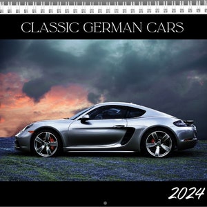 Classic German Car Calendar - Hanging Wall Calendar. 8.5x11 - Start any month!