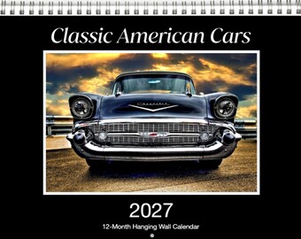 2027 Classic American Car Calendar- Personalize with Your Own Photo - Custom Start Month - 8.5"x 11". Free shipping. Wall Art Made in US.