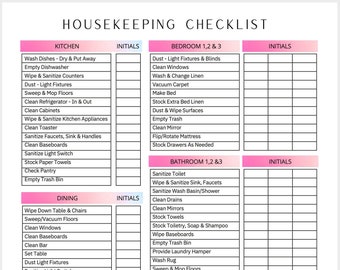 Airbnb Cleaning Checklist, Canva EDITABLE Housekeeping Cleaning Planner, Cleaning Schedule, Clean Routine, Professional Cleaning
