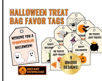 Printable Halloween Favor Tags, Boo Treat Bag Tags, Halloween Office Party Tags, Kids School Halloween Party Gift Tags