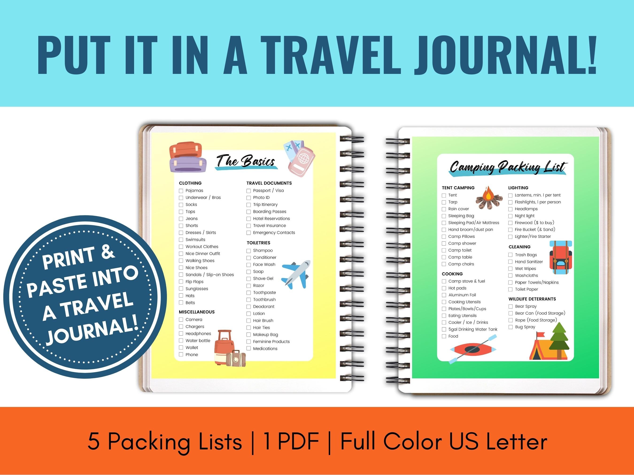 Ultimate Travel Packing List Printables, Includes Hiking, Camping ...