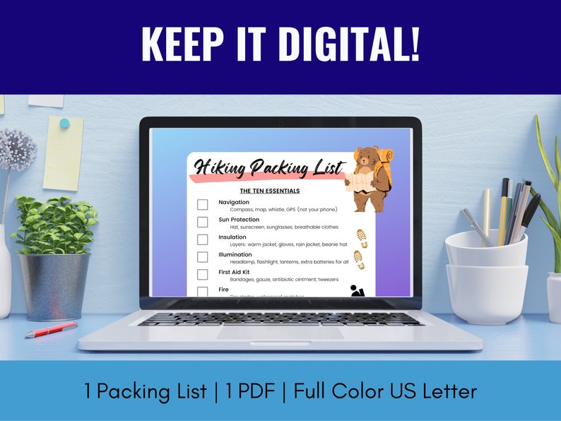 Hiking Packing List PDF, Printable Hiking Trip Packing Checklist