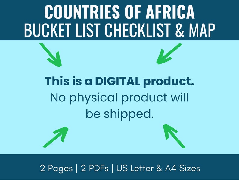 Africa Bucket Checklist & Map Printable African Countries Etsy