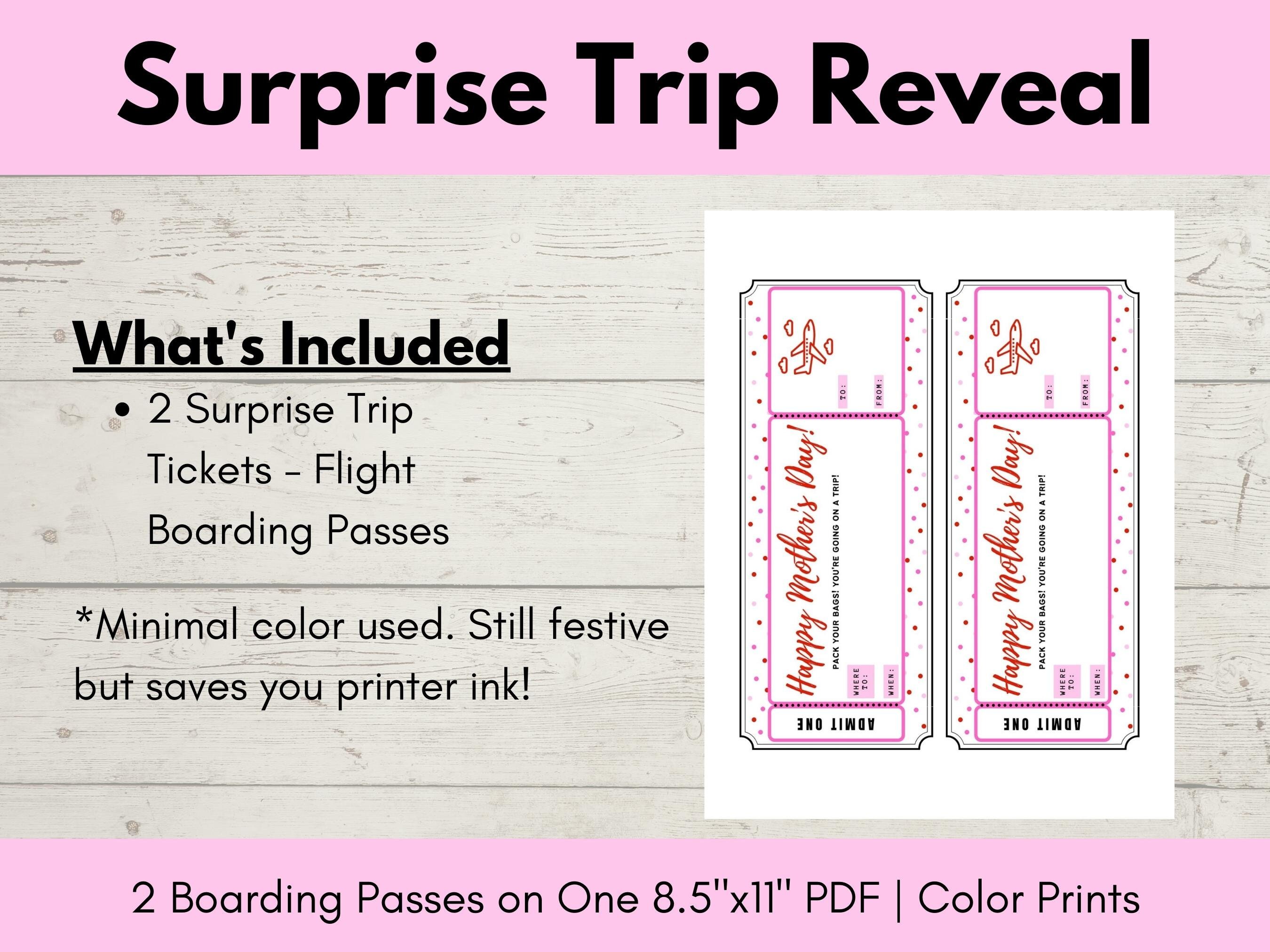 Mother's Day Surprise Trip Printable Boarding Pass, Surprise Trip ...