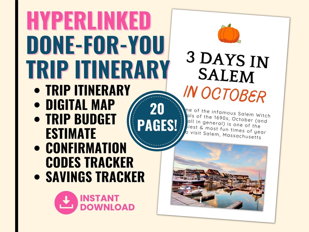 3 Days Salem in October Doneforyou Travel Itinerary Pdf Etsy