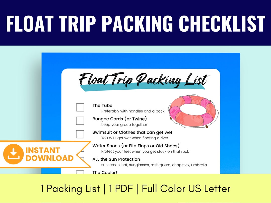 Float Trip Packing List PDF, Printable Float Trip Packing List, River