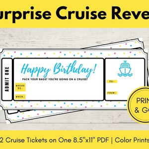 Happy Birthday Surprise Cruise Ticket Template Printable, Surprise Trip Reveal, Travel Gift Certificate Voucher, Vacation Surprise Reveal