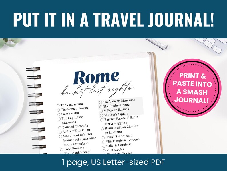 Sample Roma Checklists Rome Bucket List Checklist, Printable Sightseeing Travel Tracker, City ...