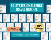 50 States Challenge Travel Journal, My 50 States Adventure Journal, United States Travel Tracker, Adults or Kids Travel Journal, US Letter