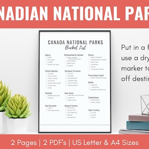 Canada National Parks Bucket List and Map PRINTABLE, 48 Parks Map, National Parks Checklist Travel Tracker, Black & White, US Letter, A4