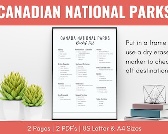 Canada National Parks Bucket List and Map PRINTABLE, 48 Parks Map, National Parks Checklist Travel Tracker, Black & White, US Letter, A4