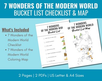 7 Wonders of the Modern World Bucket Checklist & Map, Printable