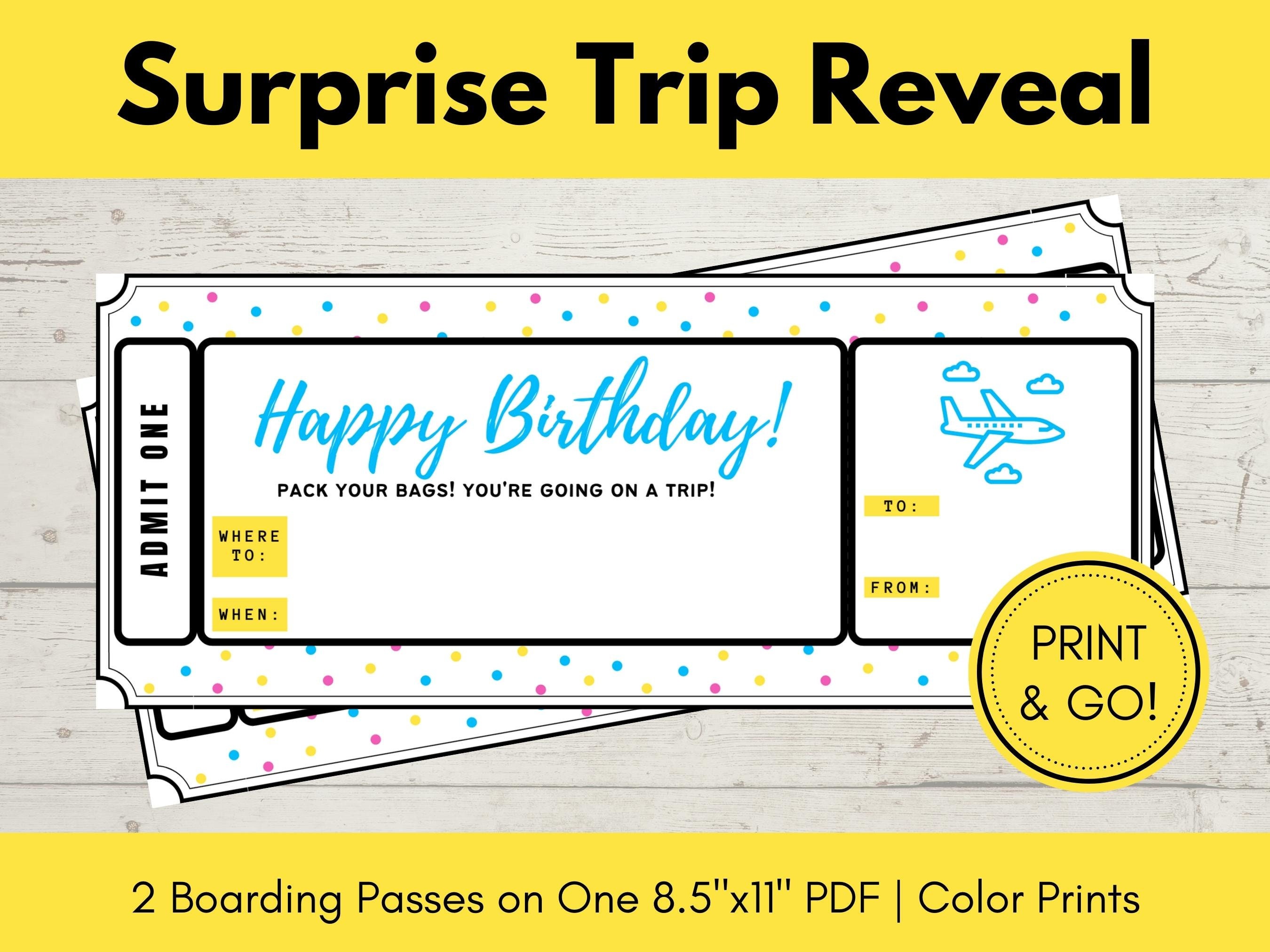 Birthday Surprise Trip Printable Boarding Pass, Surprise Trip ...
