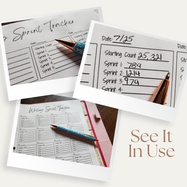 Printable Writing Sprint Tracker, Word Count Template (digital Download ...