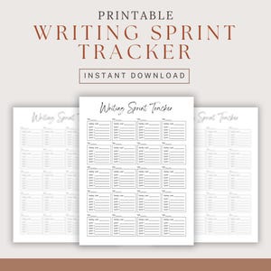 Plantilla imprimible para el seguimiento de sprints de escritura y recuento de palabras (descarga digital)