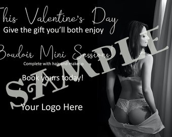 Boudoir Valentine Mini Session Marketing Template, Boudoir Valentine Mini Session for Photographers 4x6 Card .PSD File Printable