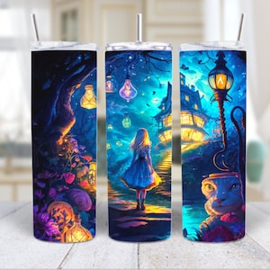 Alice in the Wonderland inspired  20 oz sublimated stainless steel tumbler