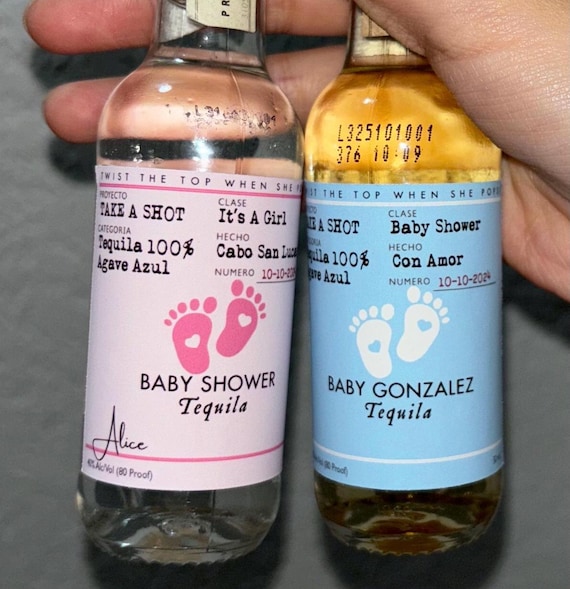 Mini Casamigos Custom Tequila Label 50ML, Baby Shower Party Favors, Pop It When She Pops, It’s A Girl, It’s A Boy, Baby Shower Favors
