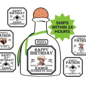 Custom Patron Label, Liquor Label, Birthday Bottle Labels, Groomsmen Gift, Patron Label, Wedding Favor, Tequila Label, Bridesmaid Proposal