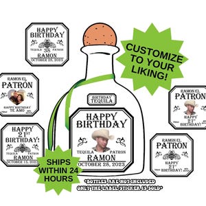 Personalized Patron Label, Birthday Bottle Labels, Groomsmen Gift, Patron Label, Custom Wedding Favor, Tequila Label, Bridesmaid Proposal