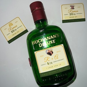 Etiqueta personalizada para botella de whisky Buchanan, 21 cumpleaños, etiqueta de licor, regalo para él, propuesta de padrinos de boda, regalo del día del padre, recuerdo de bautismo para boda